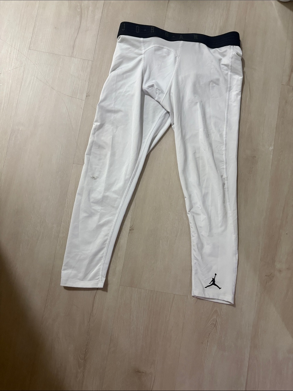 Jordan Men's White Training Tights with Black Waistband